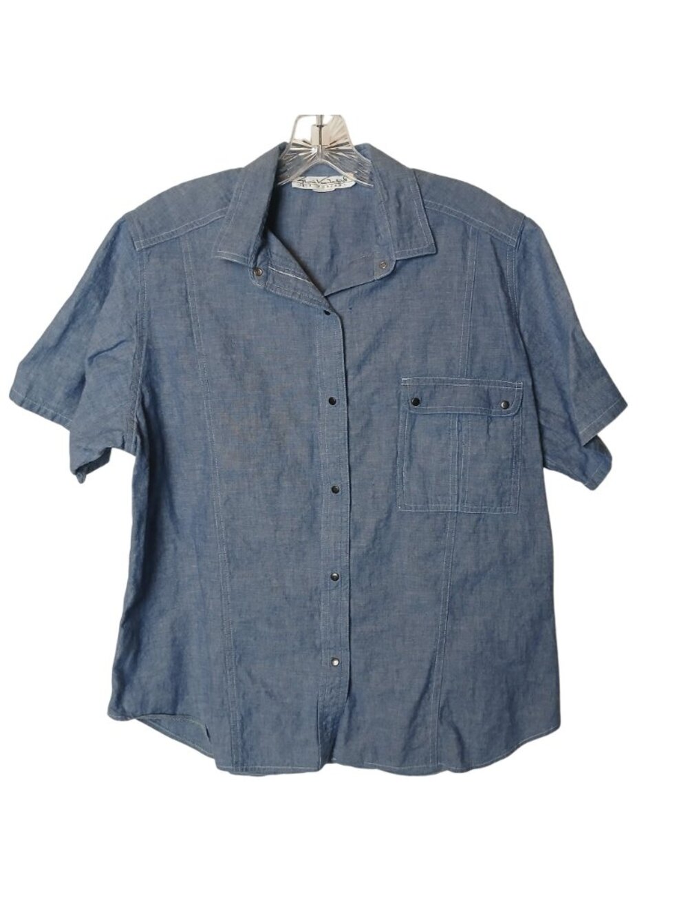 VTG Gloria Vanderbilt Murjani Medium Denim Short-Sleeve Shirt Snap Pocket #D-41 - Picture 5 of 6